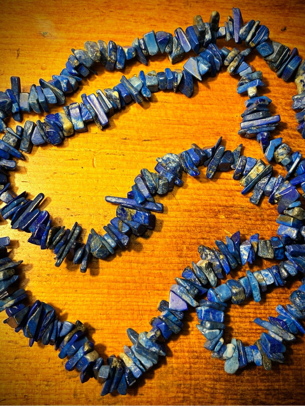 Vintage Lapis Deep Blue Chip Beads Necklace